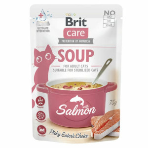 BRIT CARE CAT SOUP SALMON konservi kaķiem zupa Lasis 75g